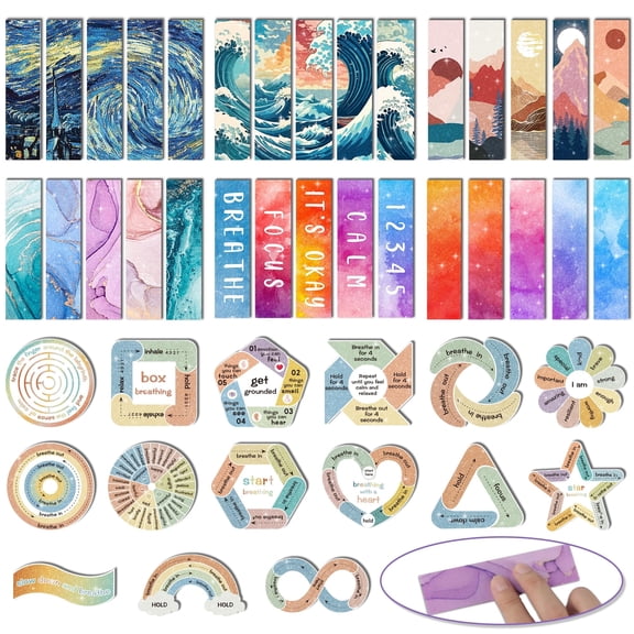 Neasyth 45PCS Anxiety Sensory Stickers Calm Strips, Adhesive Textured Fidget School Office Supplies, 30 Sensory Strips 15 Special Shapes