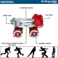 thumbnail image 4 of Strauss Patins à Roulettes Junior Ténacité / Pointure de Chaussure Ajustable pour Enfants / Patins à 4 Roues pour Garçons et Filles / pour Patinage Intérieur et Extérieur / Groupe d'Âge 3-7 Ans / Capacité de Charge jusqu'à 60 kg, Argent, 4 of 5
