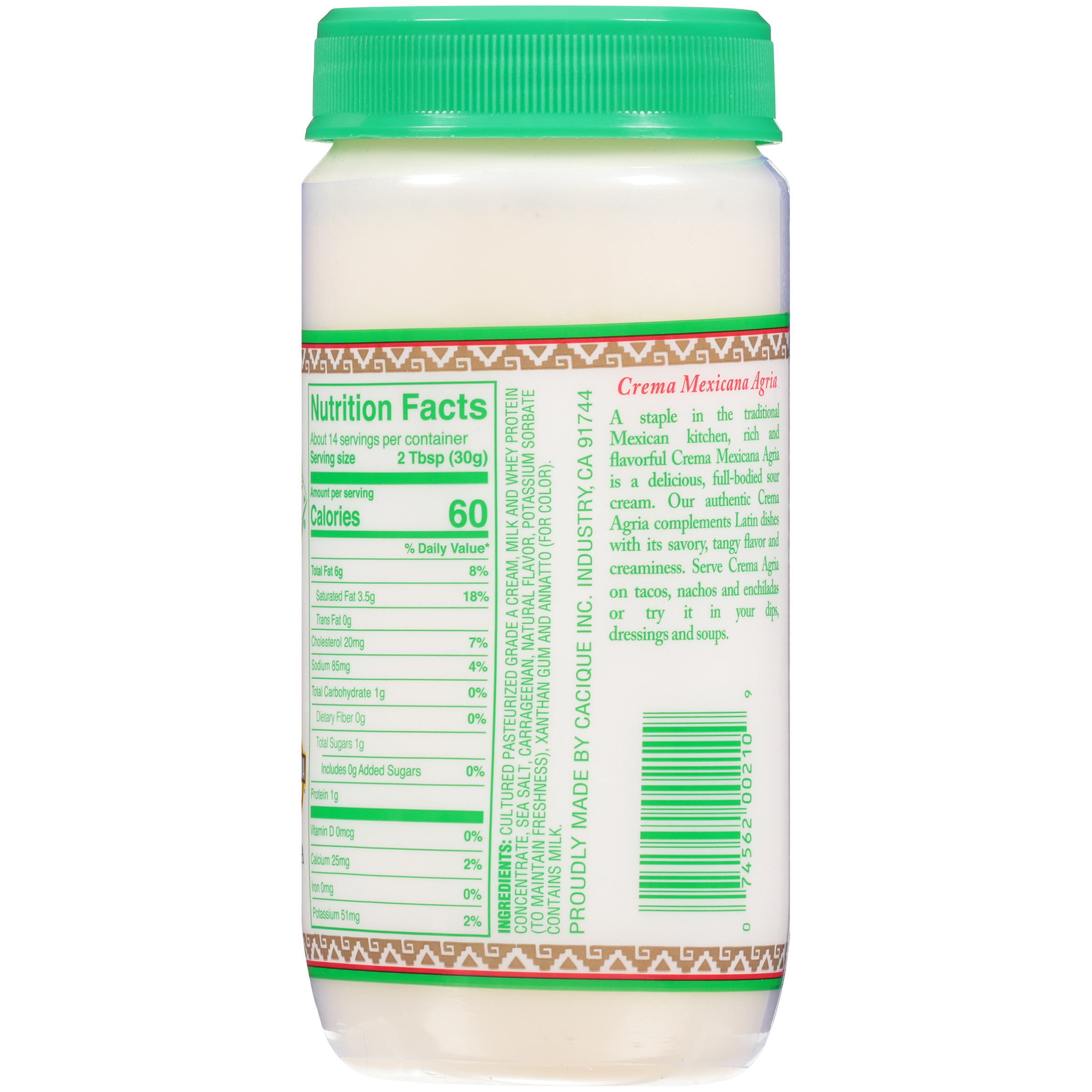 Cacique Crema Mexicana Agria, Sour Cream, 15 oz Jar (Refrigerated) - image 2 of 8