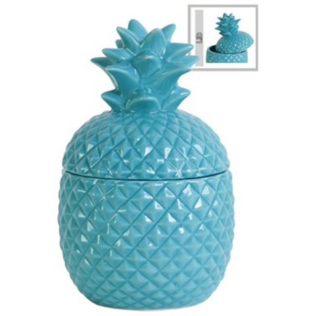 Urban Trends Collection 44203 20 oz Small Ceramic Pineapple Canister, Blue