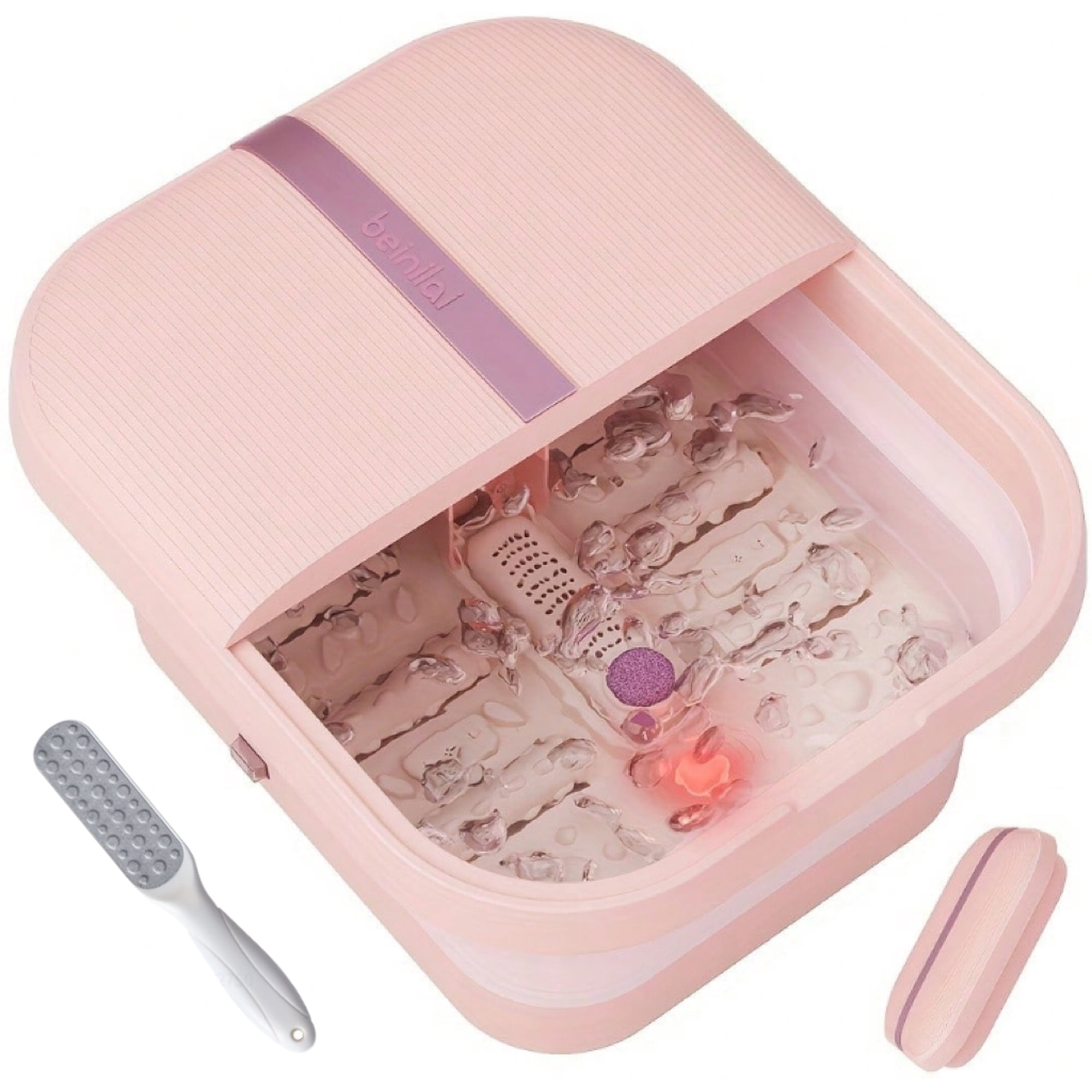 Collapsible Foot Bath Spa with Heat and Massage Rollers, Foldable Foot Soak Tub with Bubble Jets, Pedicure Foot Spa Massager with Foot Scrubber for Home Use. Best Mother's Day Gifts
