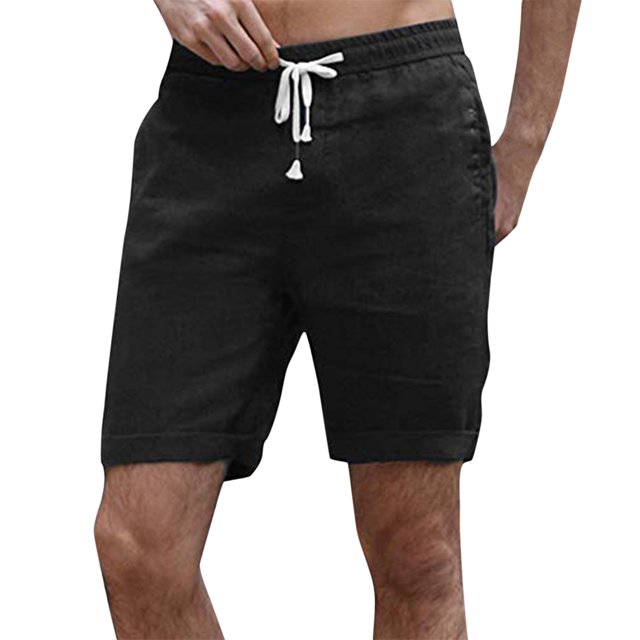 Rovga Pants For Mens Summer Drawstring Ruched Shorts Pant Solid Color Pocket Shortss With Pockets Daily Wear Regular Fit Trousers M Black