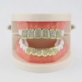 thumbnail image 2 of Grillz dentales de hip hop unisex, de color plateado, con tapas de diamantes de imitación y boca superior e inferior, joyería corporal rockera., 2 of 4