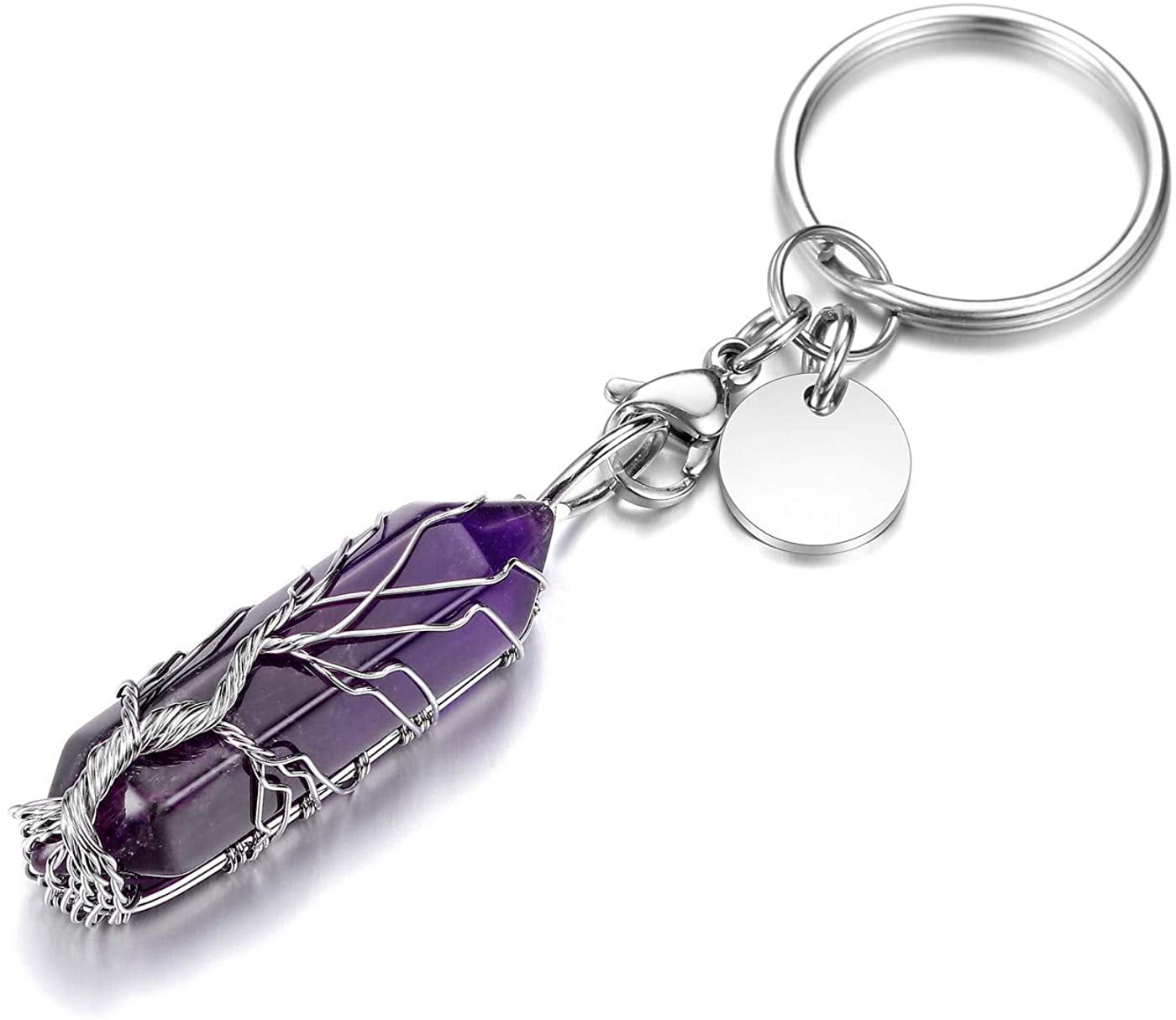 GEMSTONE CRYSTAL HEALING KEYRING PET CHARM FOR CATS & DOGS 