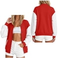 thumbnail image 2 of NominalSnug Bomber Jacket for Women Casual Button down Long Sleeve Jackets Colorblock Lightweight Outwear Coat 2026 Fashion Outfits, 2 of 8