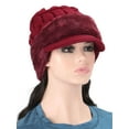 thumbnail image 4 of Spencer Womens Bib Beanie Hat One-Piece Scarf Mask Set Winter Warm Fleece Lined Knit Hat Neck Warmer Circle Scarf, Wine Red, 4 of 6