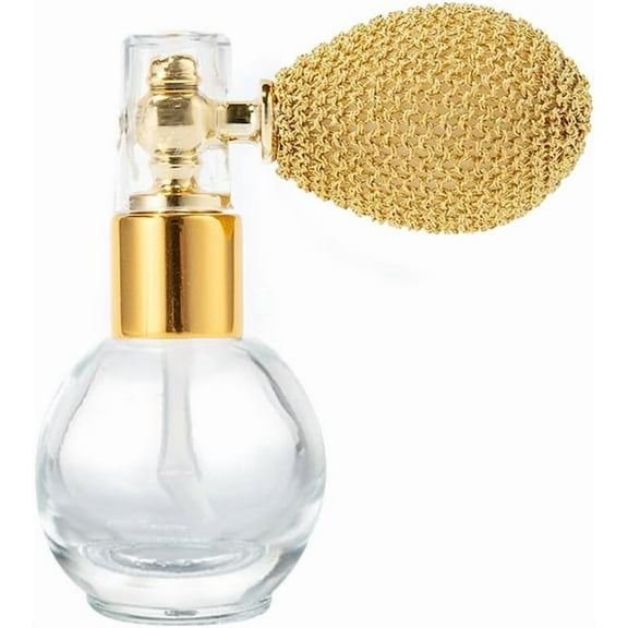 2PCS 15ML Body Glitter Spray Bottle Refillable Shimmer Perfume Sprayer Vintage Glass Fine Mist Travel Cosmetic Shimmer Bottle Empty Pump Dispenser