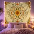 thumbnail image 2 of Radial Sunflower Mandala in a Distressed Parchment Background, Nostalgic Folk Art for Flower Lovers, Botanical Wall Decor Housewarming Gift Tapestry Wall Hanging for Bedroom and Living Room, 2 of 7