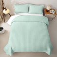 thumbnail image 2 of Castle Fairy Minimalist Vertical Stripe Quilt Full 3-Piece,Geometric Thin Line Full Bedspread Sets,Cream Sky Blue,1 Coverlet and 2 Pillowcases, 2 of 7