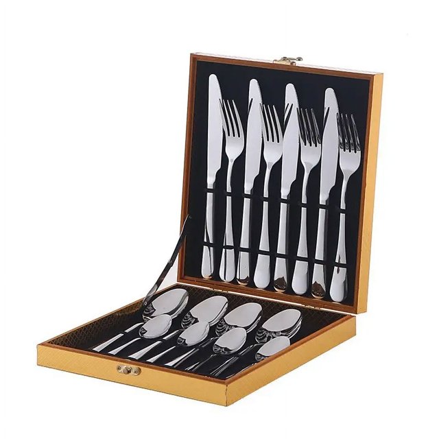 Juego de cubiertos de plata martillada, juego de cubiertos de acero inoxidable de 16 piezas, servicio de 4