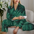 thumbnail image 6 of Salouo Green Leave Fern Pattern Women's Pajamas Set Long Sleeve Button Down Sleepwear Soft Pj Lounge Sets for women 2 Piece Pjs Set with Long Pants-Medium, 6 of 7