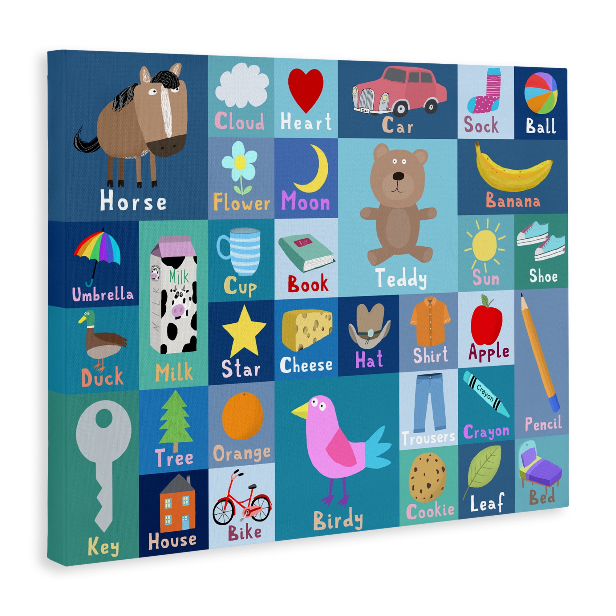 Stupell Industries Blue First Words Canvas Wall Art, design by Carla Daly