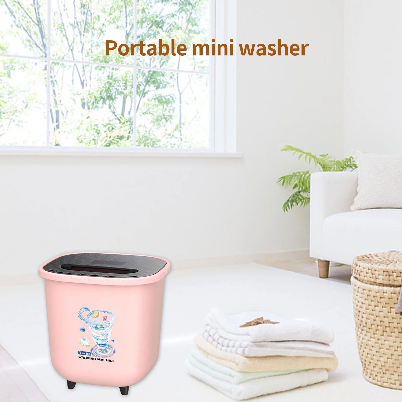 LAILLSH 2026 New Arrival Cleaning Products Portable Washing Machine For Clothes Laundry Bucket Washer For Camping RV Travel Compact