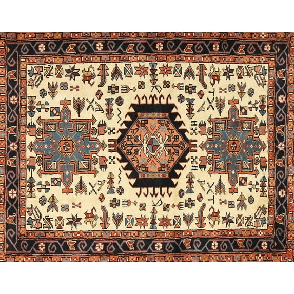 Ahgly Company Indoor Rectangle Traditional Red Persian Area Rugs, 5' x 7'