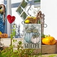 thumbnail image 6 of Welcome Fall White Teal Pumpkins Decorative Garden Flag, Blue Autumn Polka Dots Farmhouse Yard Outside Decorations, Thanksgiving Seasonal Burlap Outdoor Small Home Decor Double Sided 12x18, 6 of 6