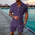 thumbnail image 3 of PEASKJP Polo Shirts for Men and Shorts Set Summer Outfits Casual Short Sleeve Suit 2 Piece Shorts Tracksuit Set (Bronze,3XL), 3 of 5