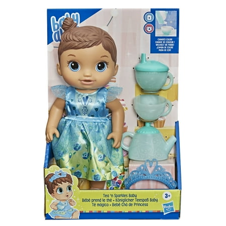 Baby Alive Tea n Sparkles Doll, Color-Changing Tea Set, Brown Hair, Drinks, Wets â Ex Ten