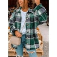 thumbnail image 6 of ONLYSHE Women Shacket Jacket Blouse with Pockets Flannel Plaid Top Shirt Coat Lapel Long Sleeve Tartan Outerwear, 6 of 6