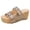Khaki, variant on Women's Summer Platform Slides Sandals Comfortable Arch Support Shes Cork Footbed Slip on Casual Beach Wedges Sandal 8.5 Brown