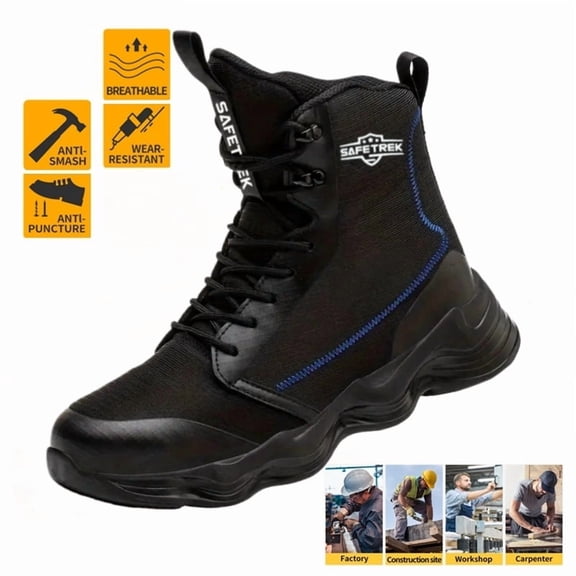 Steel Toe Boots for Men, Lightweight Work & Safety Shoes Outdoor Protection Footwear Puncture Proof Industrial and Construction Shoes