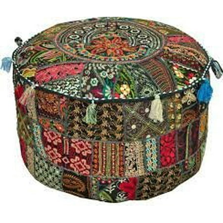 Rajasthali' Bohemian Patch Work Ottoman CoverTraditional Vintage Enchanting Indian Pouf Covers Rajasthali' Bohemian Patch Work Ottoman CoverTraditional Vintage Enchanting Indian Pouf Covers