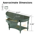 thumbnail image 4 of HAIXIAO Wood Half Moon Console Table With Drawer And Shelf, Vintage Curved Entryway Table For Hallway And Living Room,Antique Green, 4 of 6