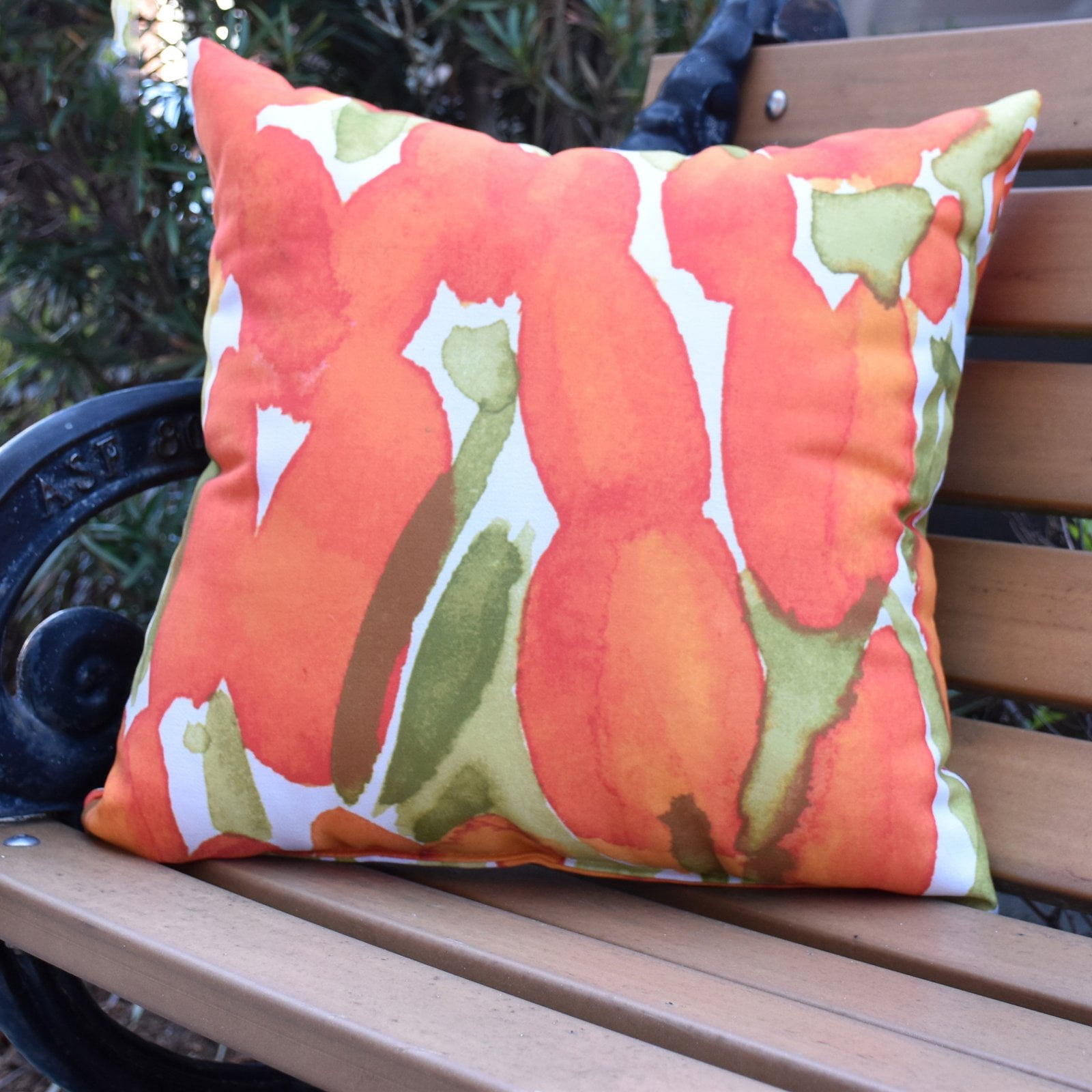 Simply Daisy, 16" x 16" Sunset Tulip Red Floral DecorativeOutdoor Pillow