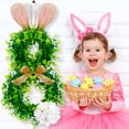 thumbnail image 6 of AURIGATE Easter Bunny Shaped Wreath, 17.8 Inch Artificial Boxwood Bunny Wreath with Pink/White Flower Accent, Farmhouse Easter Decor for Home, Porch, Wall and Party, 6 of 9