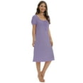 thumbnail image 4 of Baywell Womens Sleepwear Short Sleeve Nightgown Soft Sleepshirt Pleated Nightshirt Square Neck Casual Loungewear Purple S-2XL, 4 of 6