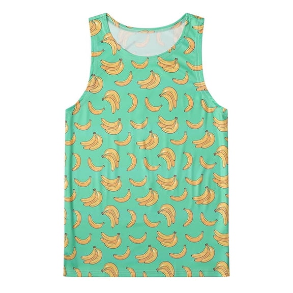 Summer Tank Tops For Men Graphic Sleeveless Workout Gym Shirts Beach Coconut Tree Style T Shirt Vest for Casual Workout Clothes Size L