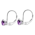 thumbnail image 3 of MauliJewels Earrings for Women 3.5 Carat 8MM Round Amethyst Leverback Earrings Carat 14K White Gold 4-prong, 3 of 5