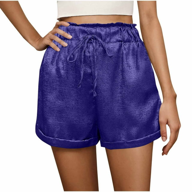 FNFYFH Clearance Ladies Sporty Loose Fit Solid Color Summer Shorts Athletic Comfy Shorts,Dark Blue