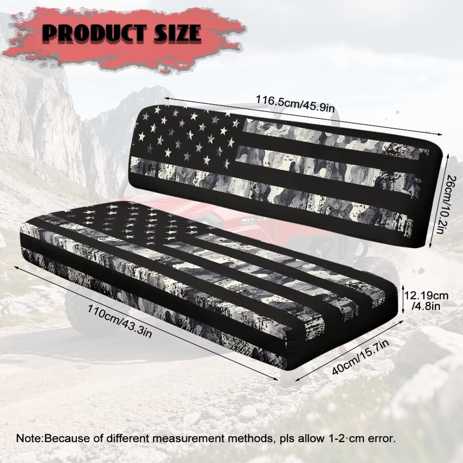 Uorisanigo UTV Seat Cover Set Suitable for Mule 3000 3010 3020 4000 4010 2001-2024 Camo American Flag Seats Cover Protection for Mule Seat Accessories Parts, Replacement Padded Protector