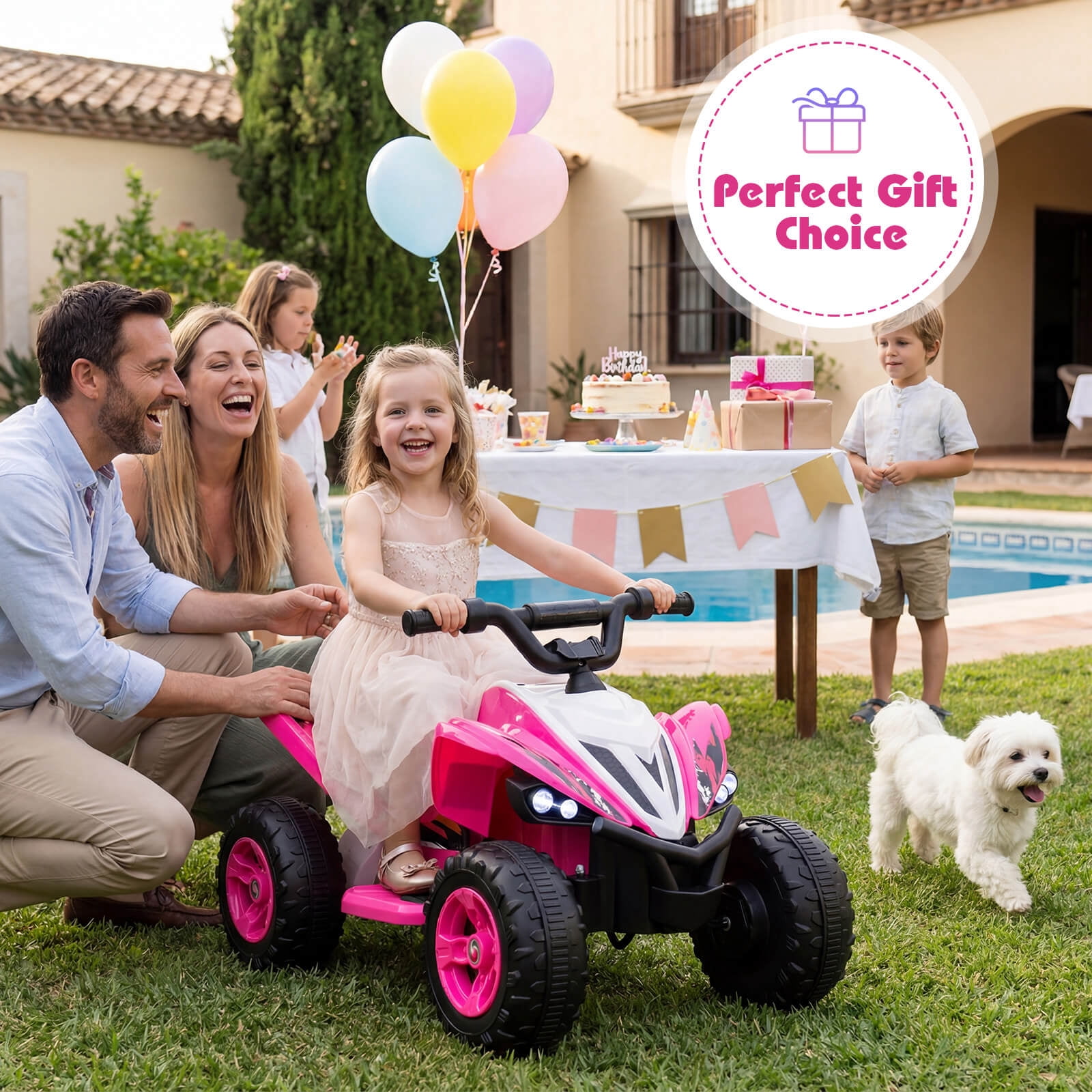 Infans 12V Quad 4 Wheeler Ride on Toy with Music, Light, USB Port, Wireless Connection