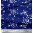 thumbnail image 3 of Soimoi Blue polyester Crepe Fabric Snow Flakes Floral Fabric Prints By Yard 52 Inch Wide, 3 of 5