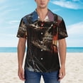 thumbnail image 2 of Susaid Cyberpunk Skull American Flag Print Short Sleeve Shirts Button Down Casual Shirts Summer Beach Aloha Button Down Short Sleeve for Men ,X-Large, 2 of 7