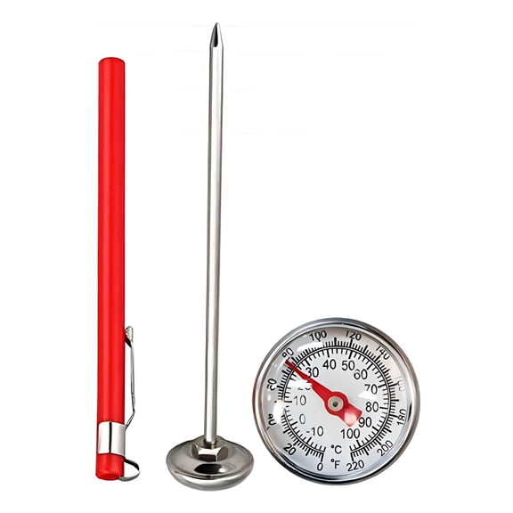 GJX Thermometer Stainless Steel Soil 127mm Stem Easy To Read 27mm Dial Display 0-100 Celsius Range Soil for Ground Compost Garden Soil