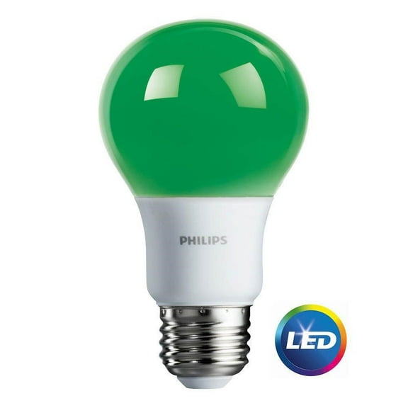 Philips LED Light Bulb, A19, Green, 60 WE