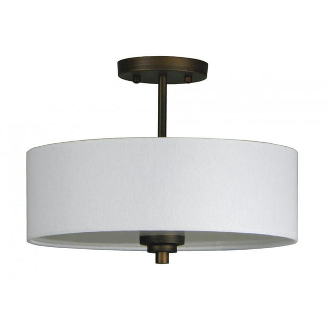 Whitfield Lighting SH280-WHORB 13" FABRIC SEMI FLUSH OIL RUBBED BRONZE