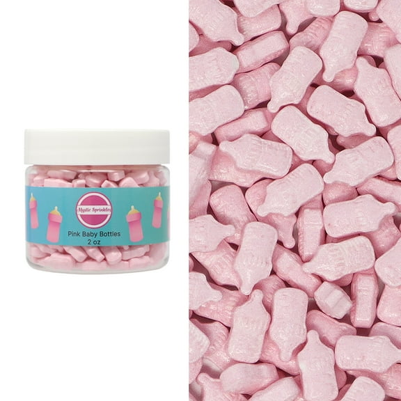 Mystic Sprinkles Candy Shapes Pink Baby Bottles 2oz