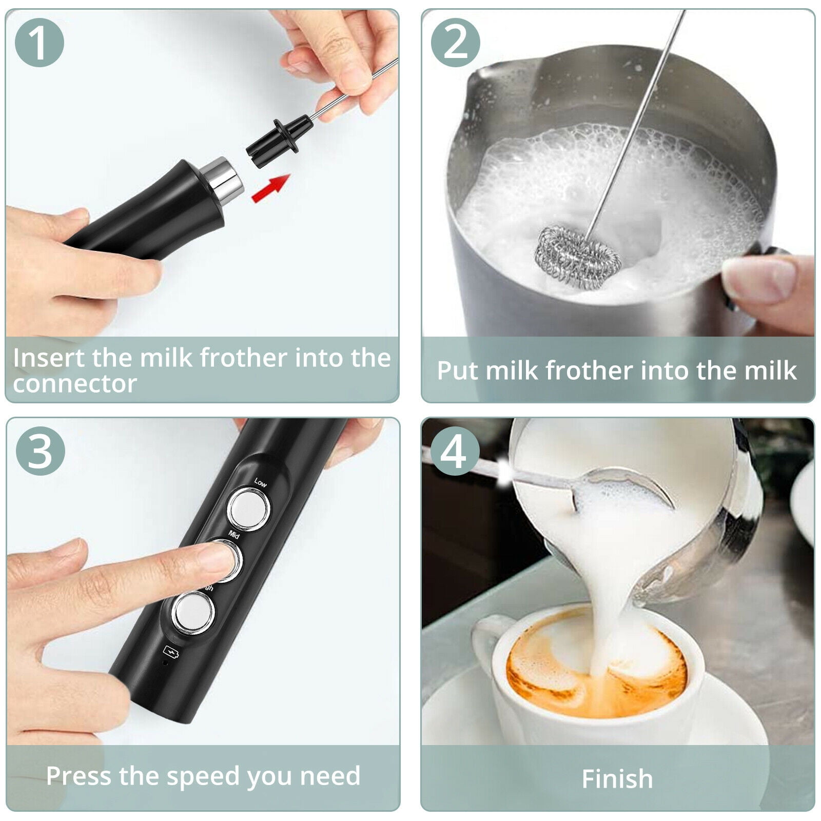 Elektrische Mixer Milchaufschäumer Handheld Schneebesen Kaffee Creme Foamer Tool 