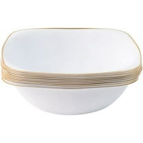 (240 PACK) EcoQuality 16 oz White Plastic Square Bowls with Gold Rim - Disposable Plastic Soup Bowls, Heavy Duty Plastic Salad Bowls, Dessert Bowl for Baby Showers, Weddings, Birthday Party
