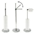 thumbnail image 2 of Sleek Chrome Toilet Paper Holder with Folding Arm and Reserve Compact Freestanding Metal Holder, 2 of 6