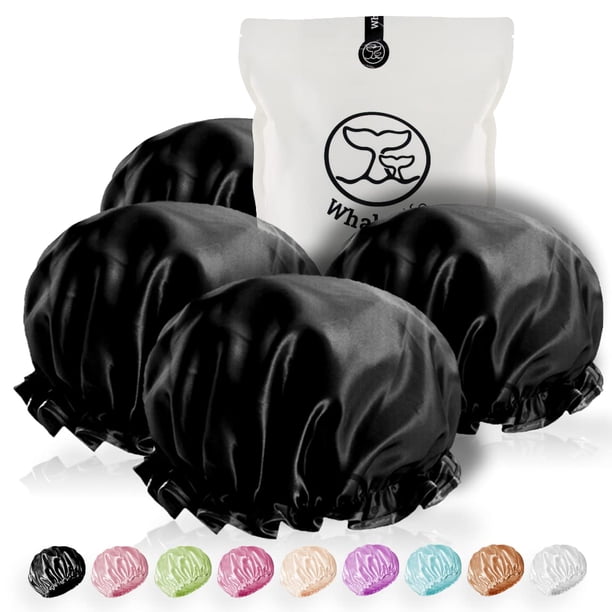 Gorro de ducha WhaleLife extra grande, reutilizable, satinado, impermeable