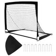 thumbnail image 1 of Kids' Foldable Soccer Goal 4' x 3' - Lightweight Portable Design for Backyard, Indoor & Outdoor Play - Sturdy Trapezoidal Structure with Fiberglass Rods & Oxford Cloth - Includes Carry Bag - Black, 1 of 3