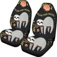 thumbnail image 1 of 2 Pcs Front Seat Cover Cute Animal Sloth Printed Car Seat Covers Breathable Automobile Seats Protector, 1 of 4