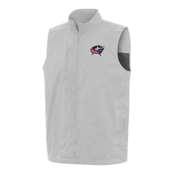 Men's Antigua  Heather Gray Columbus Blue Jackets Brisk Full-Zip Vest