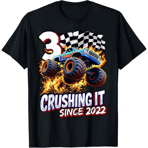 Birthday Monster Truck 3 Year Old Boys 3Rd Party Born 2022 T-Shirt Unisex S-5XL Hot Trending Shirt, Vintage Birthday Gift