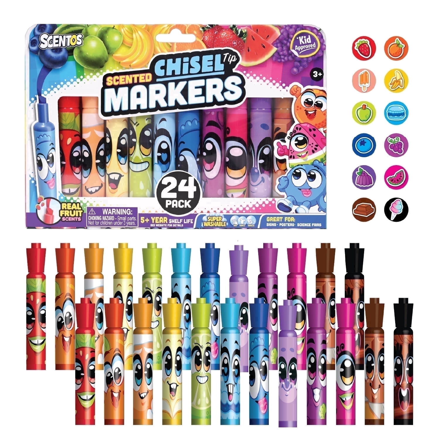 Scented Chisel Tip Markers, 12 Colors, 192 Count - Walmart.com