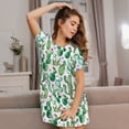thumbnail image 3 of Balery Cactus Plants1 Camisón de manga corta con cuello redondo para mujer, cómodo y elegante., 3 of 6